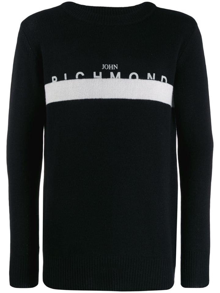John Richmond Hron Intarsia Logo Sweater - Black