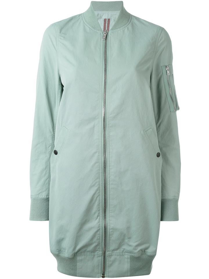 Rick Owens Drkshdw - Long Bomber Jacket - Women - Cotton/polyamide - Xs, Green, Cotton/polyamide