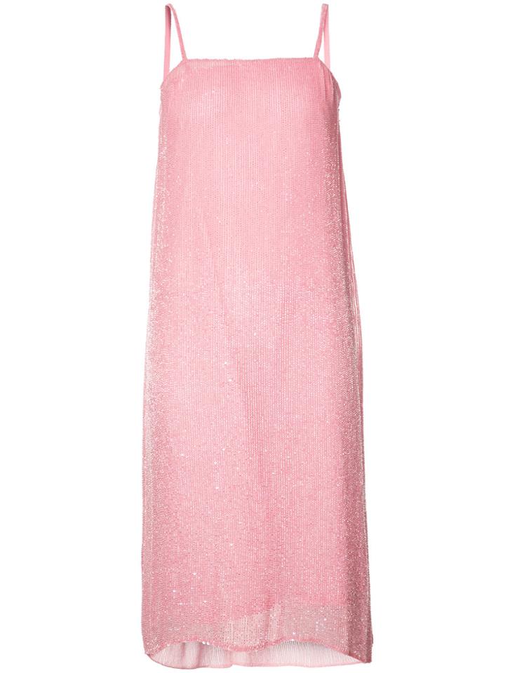 Ashish Beaded Chiffon Slip Dress - Pink & Purple