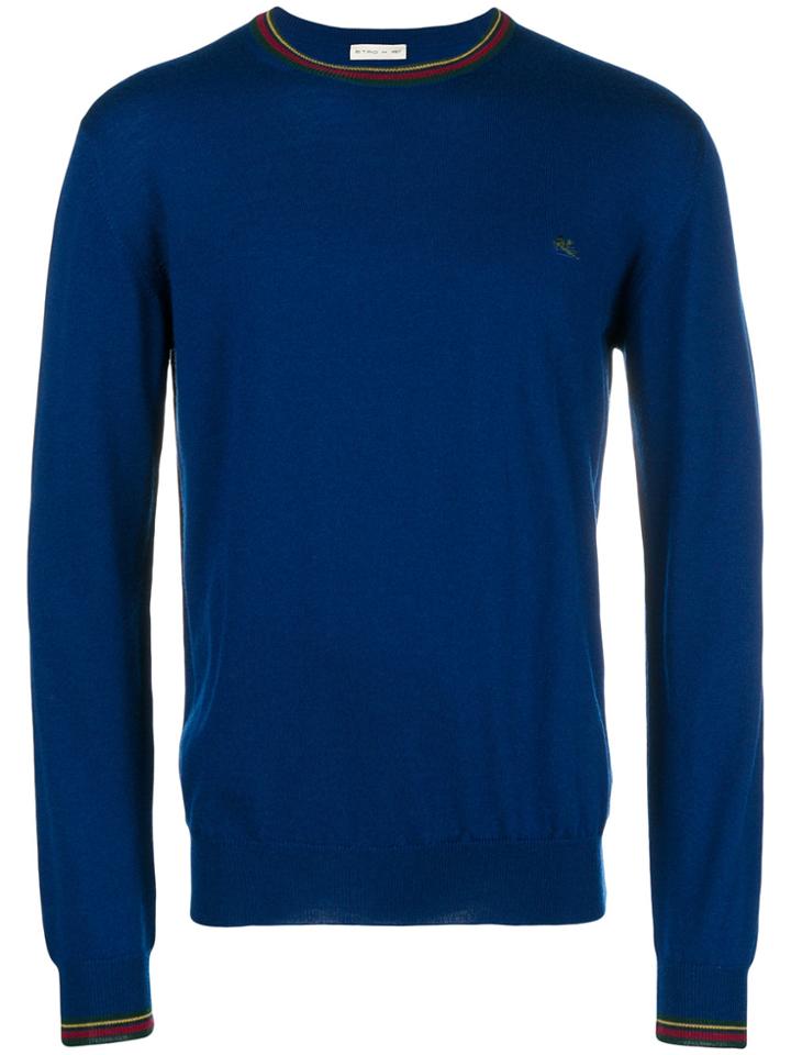 Etro Slim Fit Crew Neck Sweater - Blue
