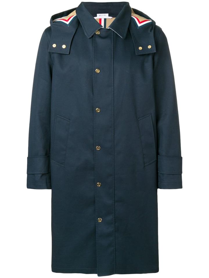 Thom Browne Detachable Hood Mackintosh Parka - Blue