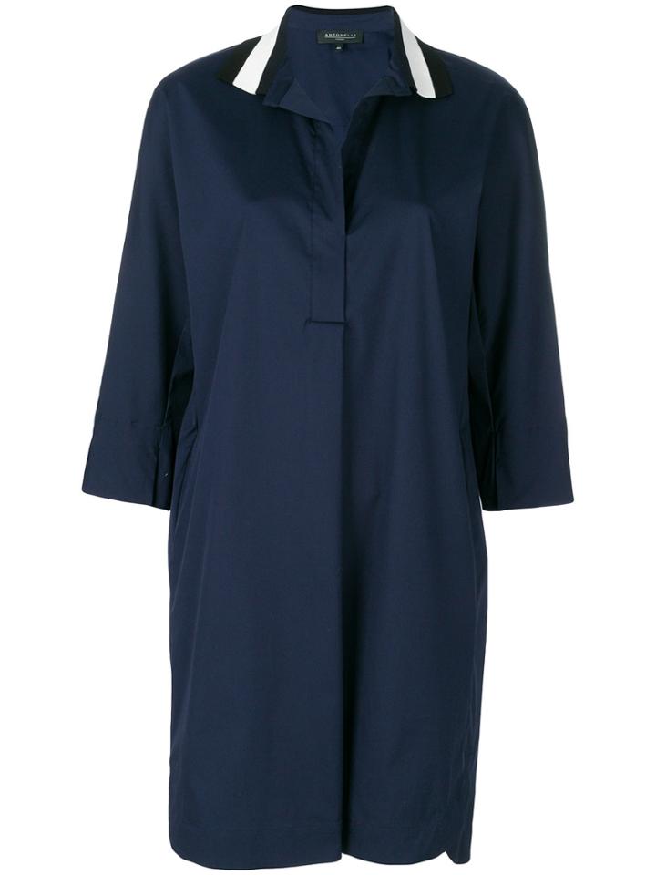 Antonelli Contrast Collar Shirt Dress - Blue