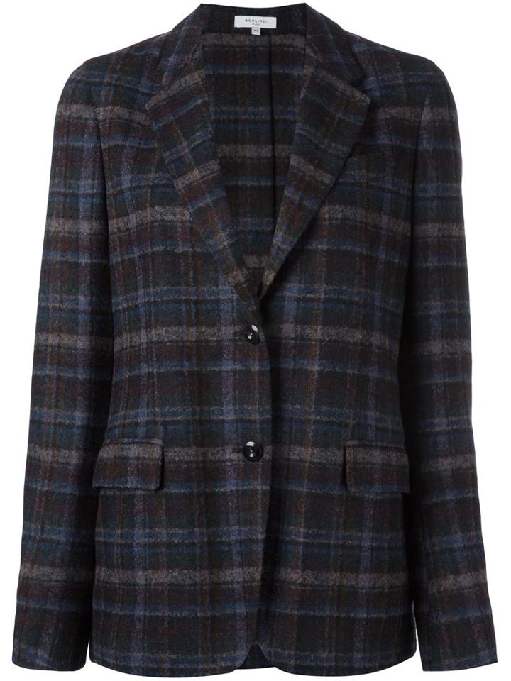 Boglioli Checked Blazer, Women's, Size: 44, Blue, Alpaca/polyamide/cupro