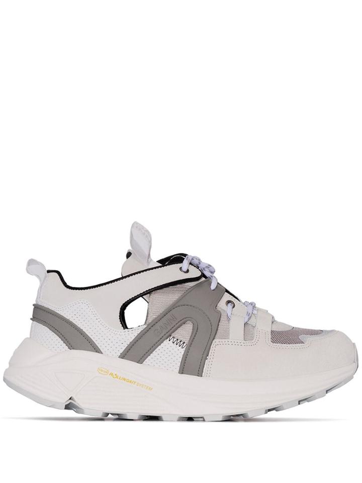 Ganni White Brooklyn 45 Suede And Mesh Sneakers
