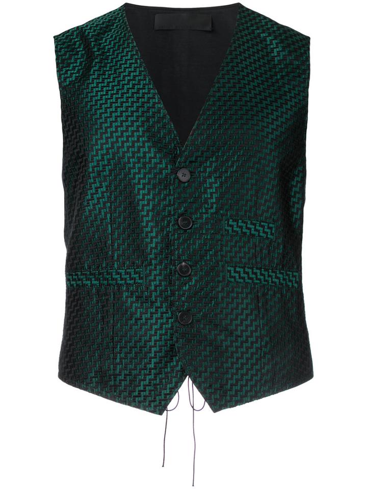 Woven Geometric Waistcoat - Men - Silk - 48, Green, Silk, Haider Ackermann
