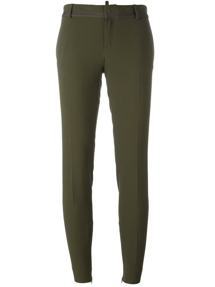 Dsquared2 Skinny Cigarette Trousers, Women's, Size: 44, Green, Viscose/acetate/spandex/elastane/polyester