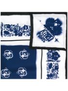 Kenzo Spray Paint Effect Mutli Logo Scarf, Women's, White, Silk