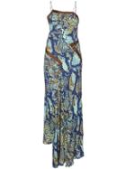 House Of Holland Asymmetric Snakeskin Print Brown Ribbon Dress - Blue