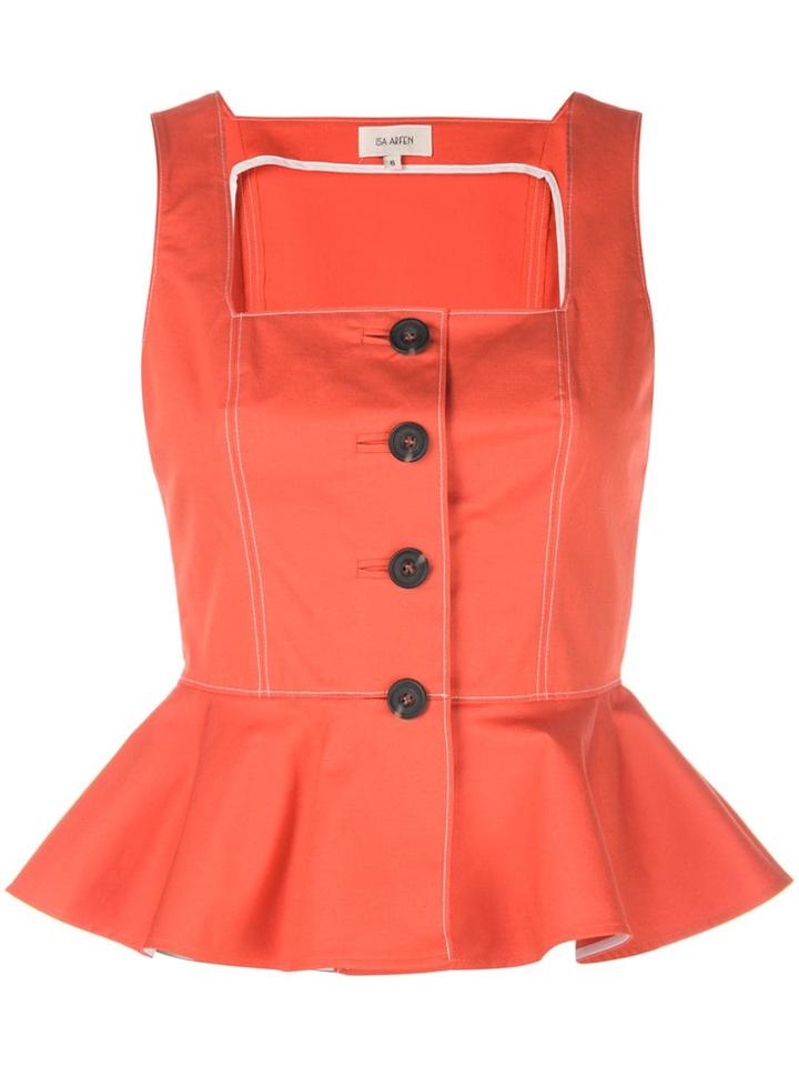 Isa Arfen Button Peplum Top - Orange