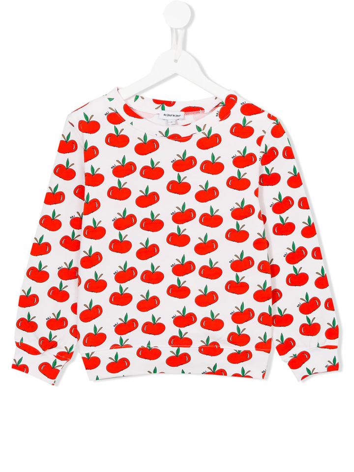 Au Jour Le Jour Kids Apple Sweatshirt, Girl's, Size: 6 Yrs, White