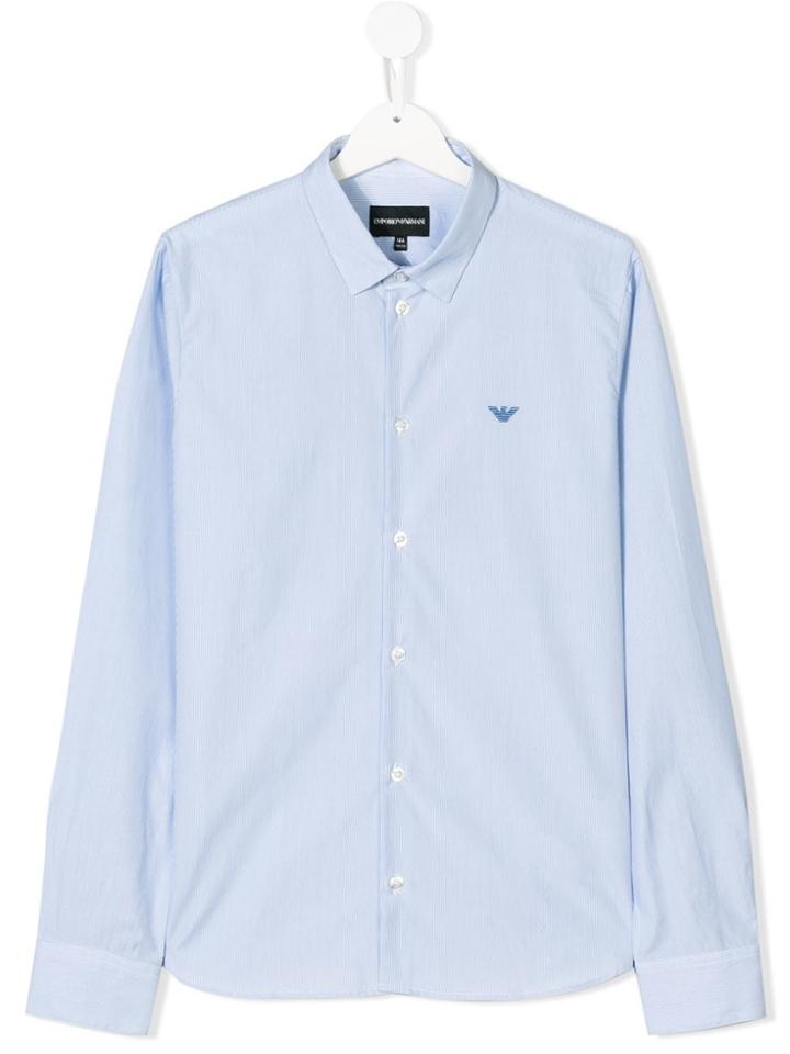 Emporio Armani Kids Striped Shirt - Blue