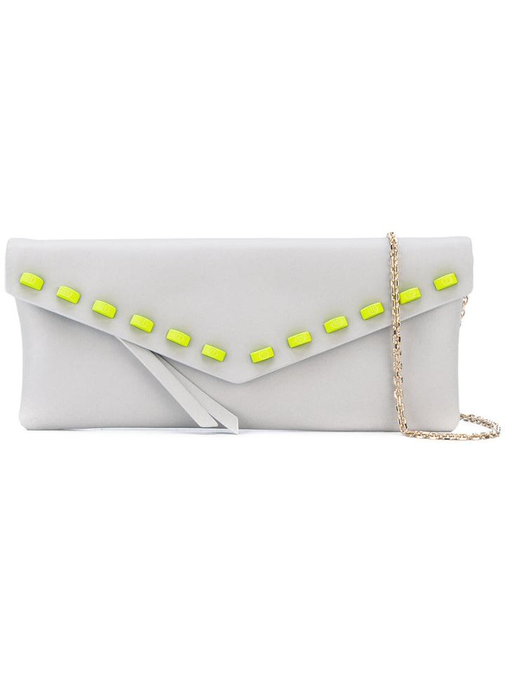 Borbonese - Contrast Stitch Clutch - Women - Leather/rubber - One Size, Grey, Leather/rubber