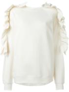 Msgm Ruffle Detail Sweatshirt, Women's, Size: Xs, Nude/neutrals, Cotton
