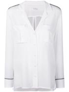 Equipment - Piped Trim Pyjama-style Shirt - Women - Silk - L, White, Silk