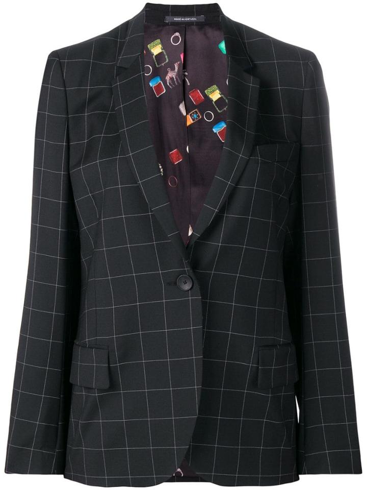 Ps By Paul Smith Grid Print Blazer - Black