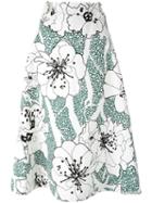Marni Floral Print Skirt, Women's, Size: 42, White, Cotton/linen/flax