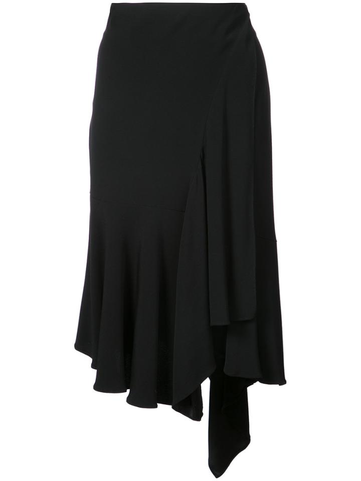 Nicole Miller Waterfall Hem Midi Skirt - Black