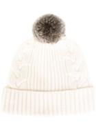 N.peal Cashmere Cable Knit Hat, Women's, Nude/neutrals, Rabbit Fur/cashmere