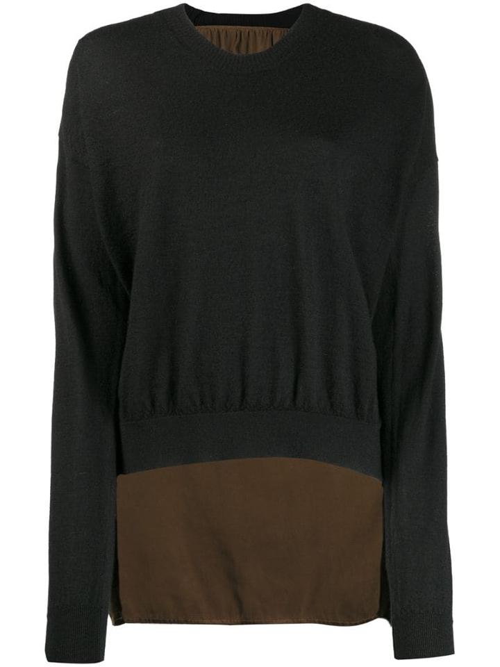 Uma Wang Knit Satin Back Top - Black