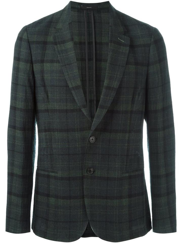 Paul Smith Plaid Blazer, Men's, Size: 52, Green, Wool