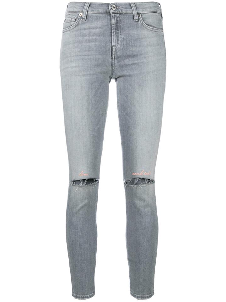 7 For All Mankind Super Skinny Cropped Jeans - Grey