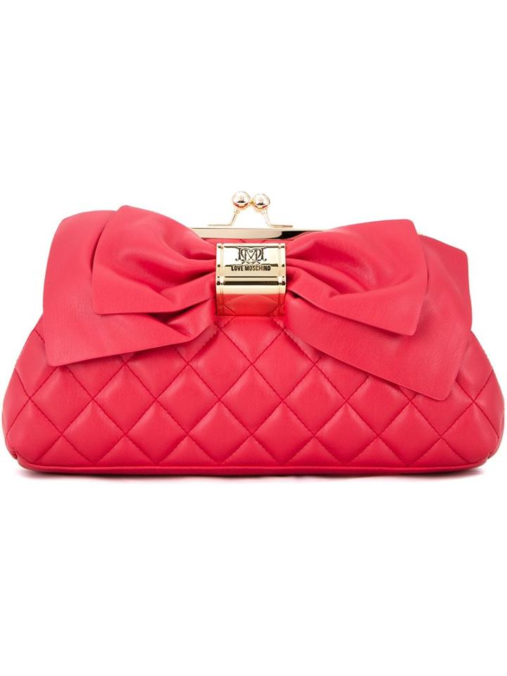 Love Moschino Bow Detail Clutch, Women's, Red