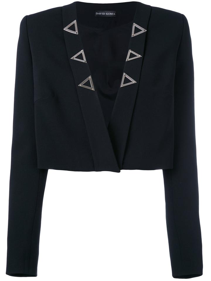 Cropped Open Jacket - Women - Elastodiene/acetate/viscose - 12, Black, Elastodiene/acetate/viscose, David Koma