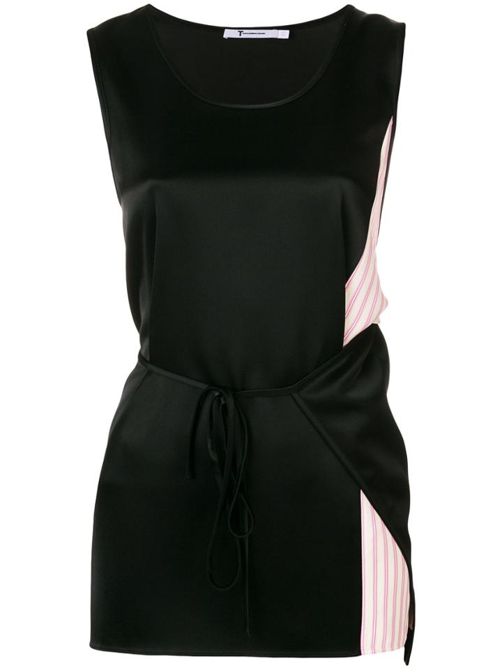 T By Alexander Wang Contrast Panel Wrap Tank Top - Black