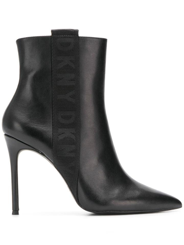 Dkny Logo Trim Ankle Boots - Black