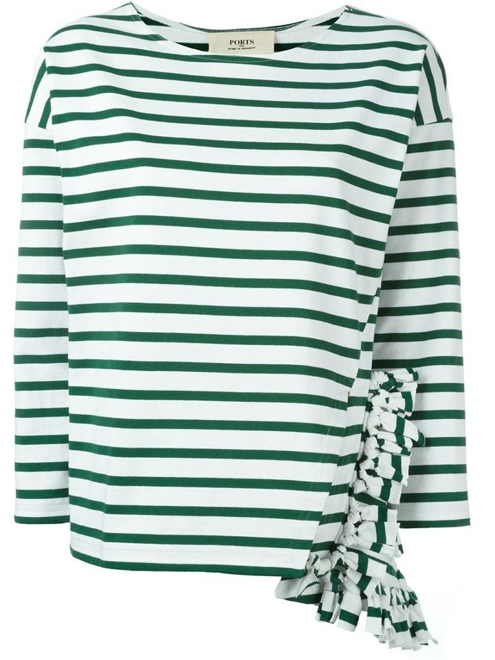 Ports 1961 Ruffle Detail Striped Top