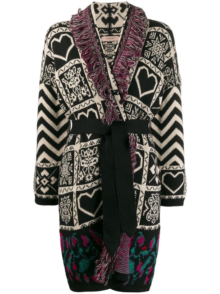 Twin-set Fringed Knit Cardigan - Neutrals