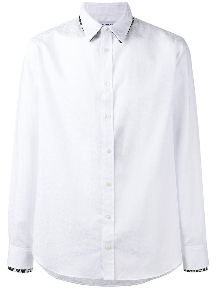 Alexander Mcqueen Leopard Print Lining Shirt, Men's, Size: 43, White, Cotton