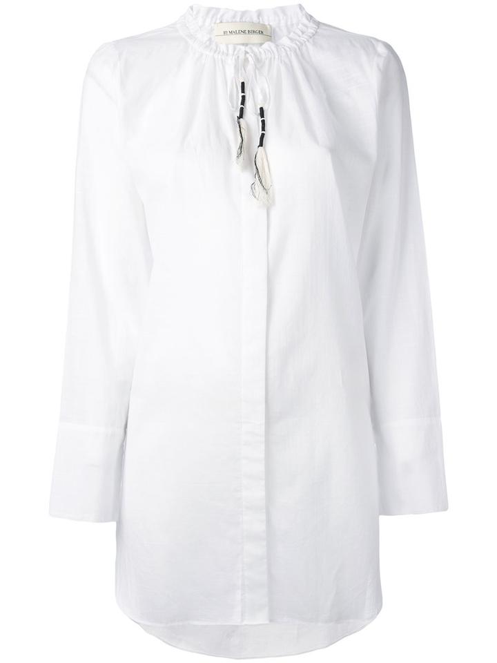 Drawstring Collar Shirt - Women - Cotton - 34, White, Cotton, By Malene Birger