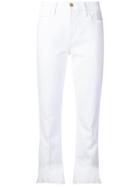 Frame Fringed-hem Fitted Jeans - White