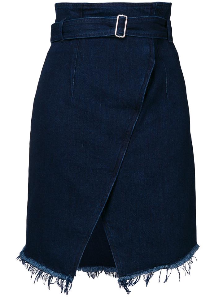 Officine Generale Belted Denim Skirt - Blue
