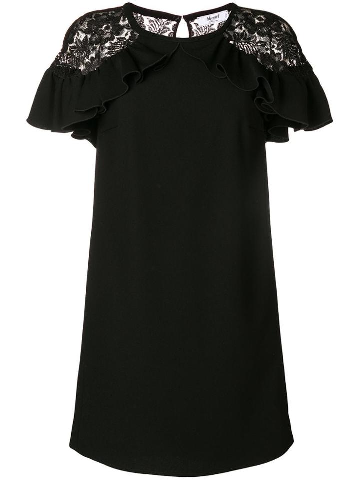 Blugirl Lace Sleeve Ruffle Dress - Black