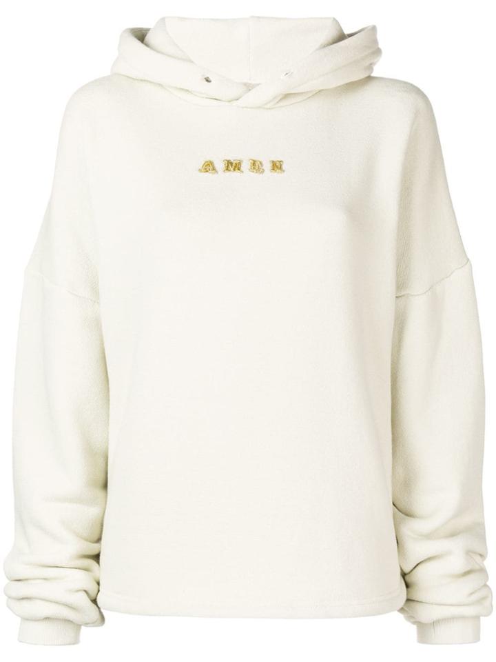 Amen Logo Embroidered Hoodie - Neutrals