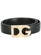 Dolce & Gabbana Logo Plaque Belt, Men's, Size: 85, Black, Leather