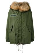 As65 - Army Patch Parka - Women - Cotton/leather/rabbit Fur/calf Hair - Xs, Green, Cotton/leather/rabbit Fur/calf Hair