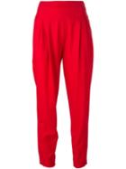 Alexandre Vauthier High Waisted Tapered Trousers, Women's, Size: 38, Red, Silk/spandex/elastane/wool