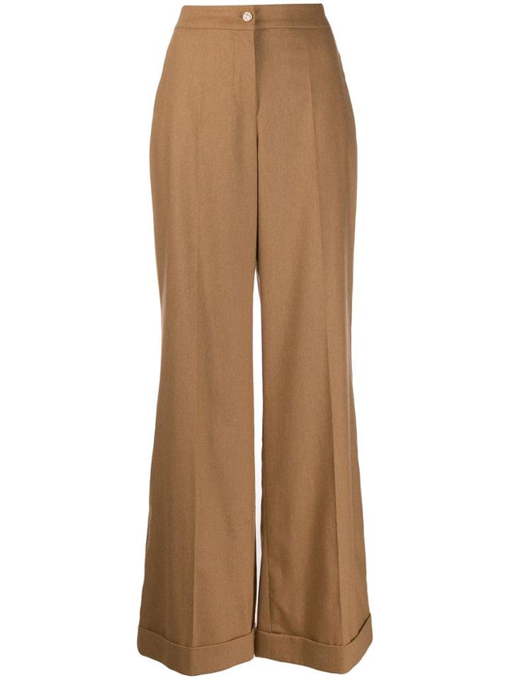 Edward Achour Paris Flared Leg Trousers - Brown