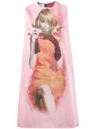 Prada Pin Up Print Shift Dress - Pink & Purple