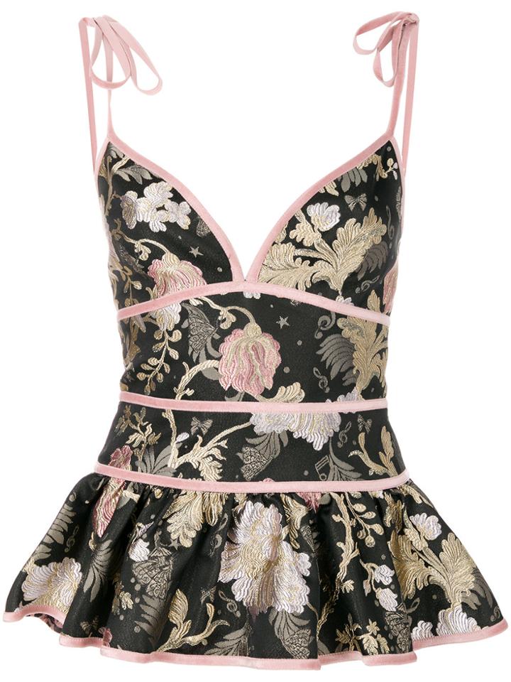 Piccione. Piccione Jacquard Peplum Top - Black