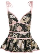 Piccione. Piccione Jacquard Peplum Top - Black