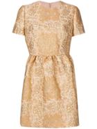 Valentino Metallic Floral Mini Dress - Gold