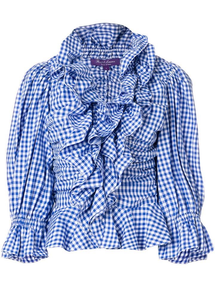 Ralph Lauren Collection Checked Ruffled Blouse - Blue