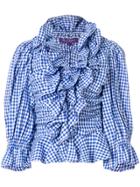 Ralph Lauren Collection Checked Ruffled Blouse - Blue