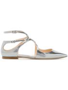 Jimmy Choo Metallic Silver Lancer Patent Leather Ballerina Pumps