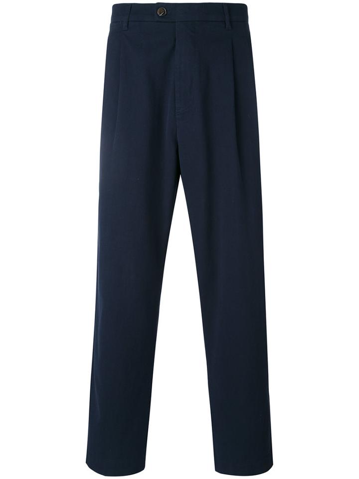 Closed - Straight Cropped Trousers - Men - Cotton - 32, Blue, Cotton