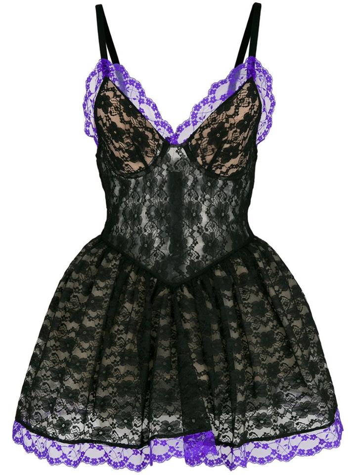 Christopher Kane Stretch Lace Puff Skirt Dress - Black